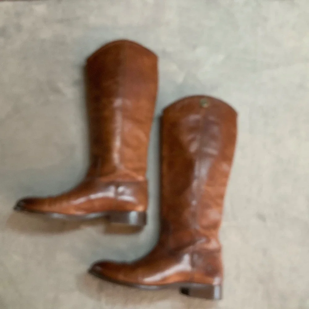 Frye Melissa Button Tall Cognac Leather Equestrian Boots 3475449 Womens 7 B